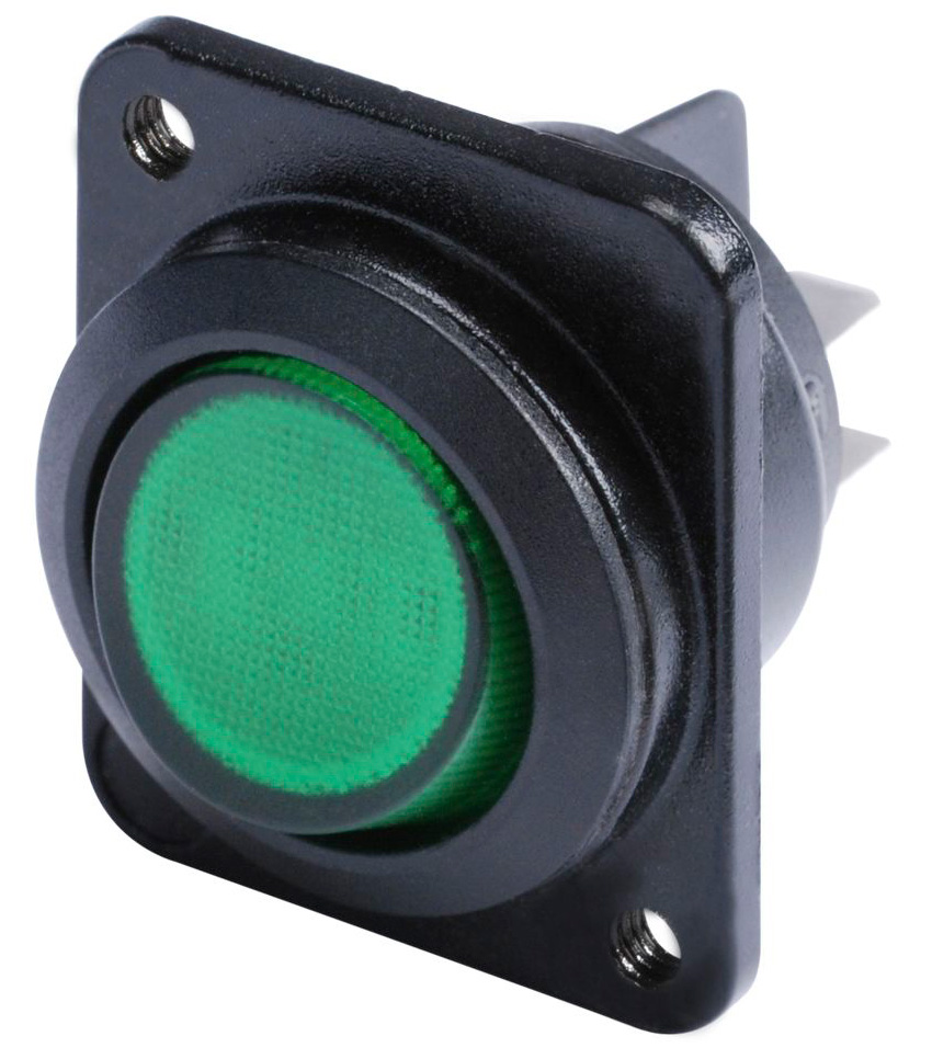2 Pole On Off Switch Med Grøn Lys   D Size fra Hicon