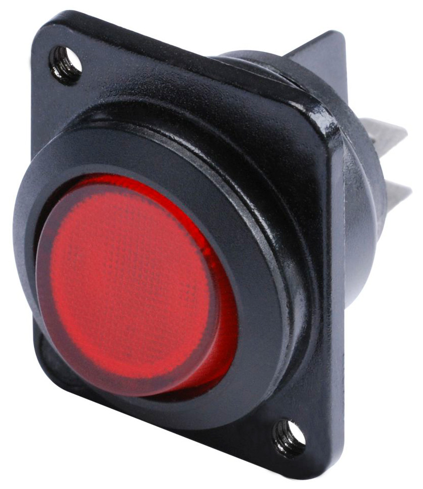 2 Pole On Off Switch Med Rød Lys   D Size fra Hicon