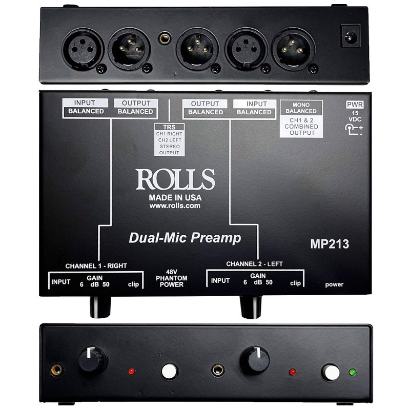 Mp213, 2 Channel Microphone Preamp fra Rolls