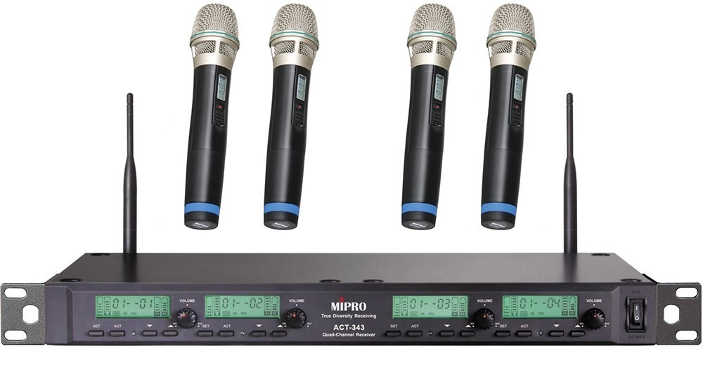 Act343 5nb Trådløs Modtager 4 Kanals Inkl. Mikrofoner   518 542mhz fra Mipro