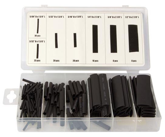 Krympeflex Sortiment   ø2 13mm, 2:1   Sort (127 Stk.) fra Perel