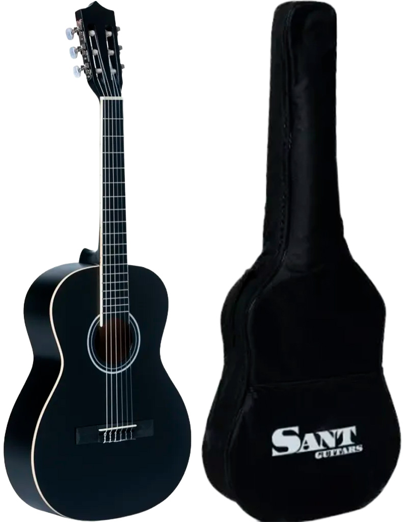 Cj 36 Sbk V2   3 4 Spansk Børne Guitar   Sort fra Sant Guitars
