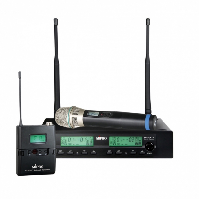 Act312bht 8s Trådløs Sæt Inkl. Håndholdt Mikrofon Og Lommesender   823 831 Mhz fra Mipro