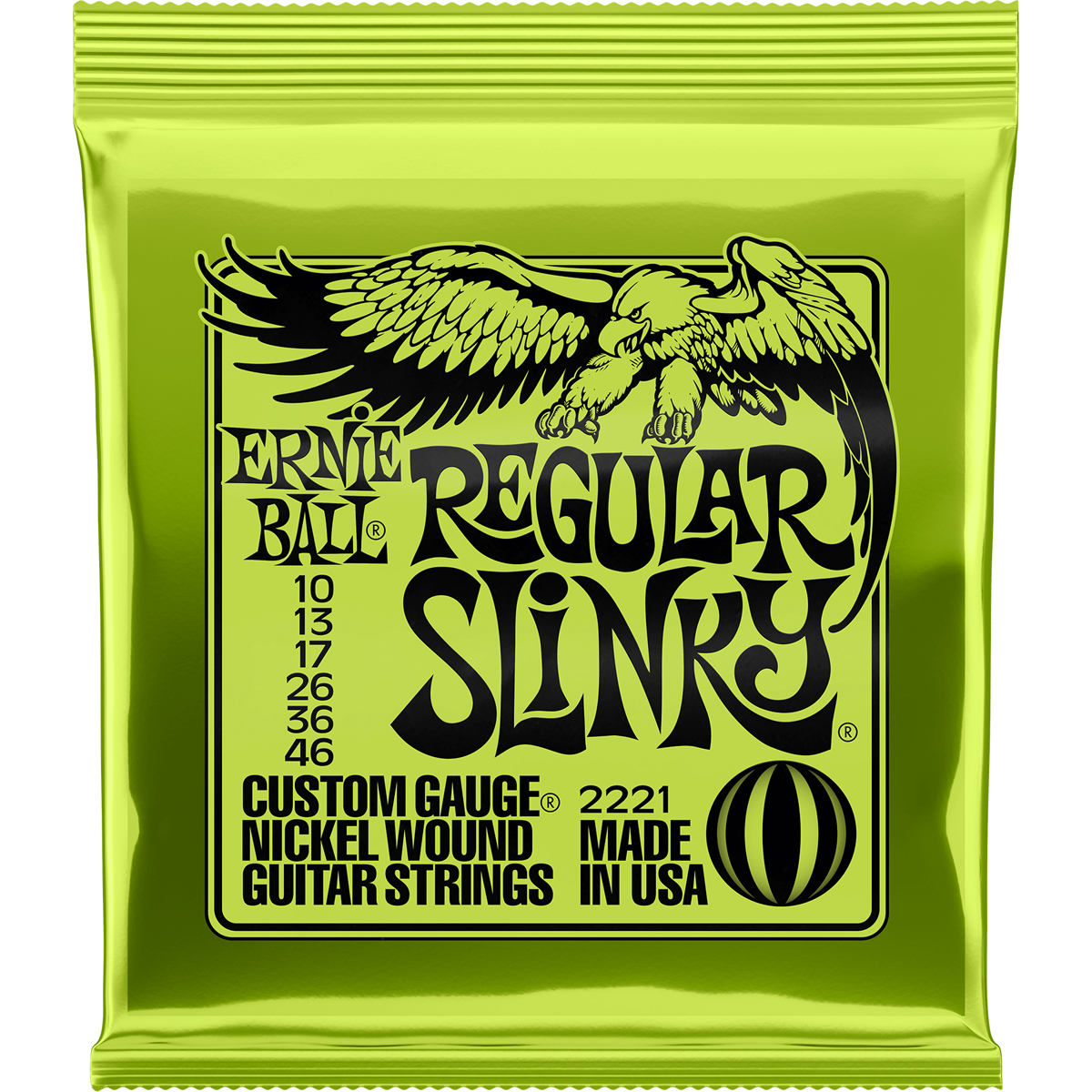 2221 Regular Slinky El Guitar Strenge, 010 046 fra Ernie Ball
