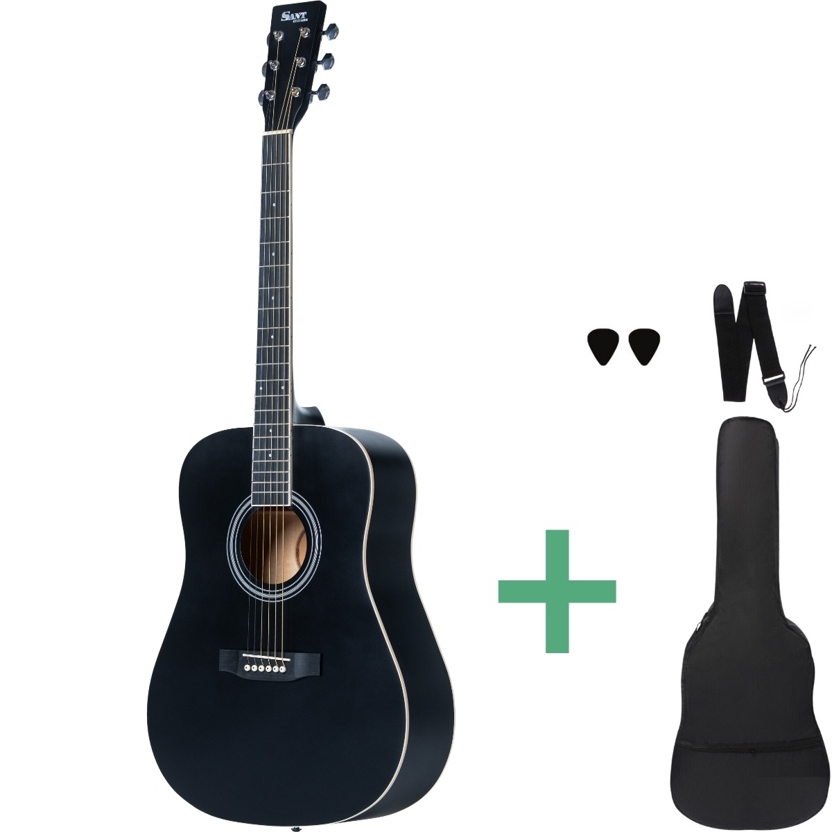 Ac 84l Sbk Westerngitarren Für Linkshänder Satin Black fra Sant Guitars