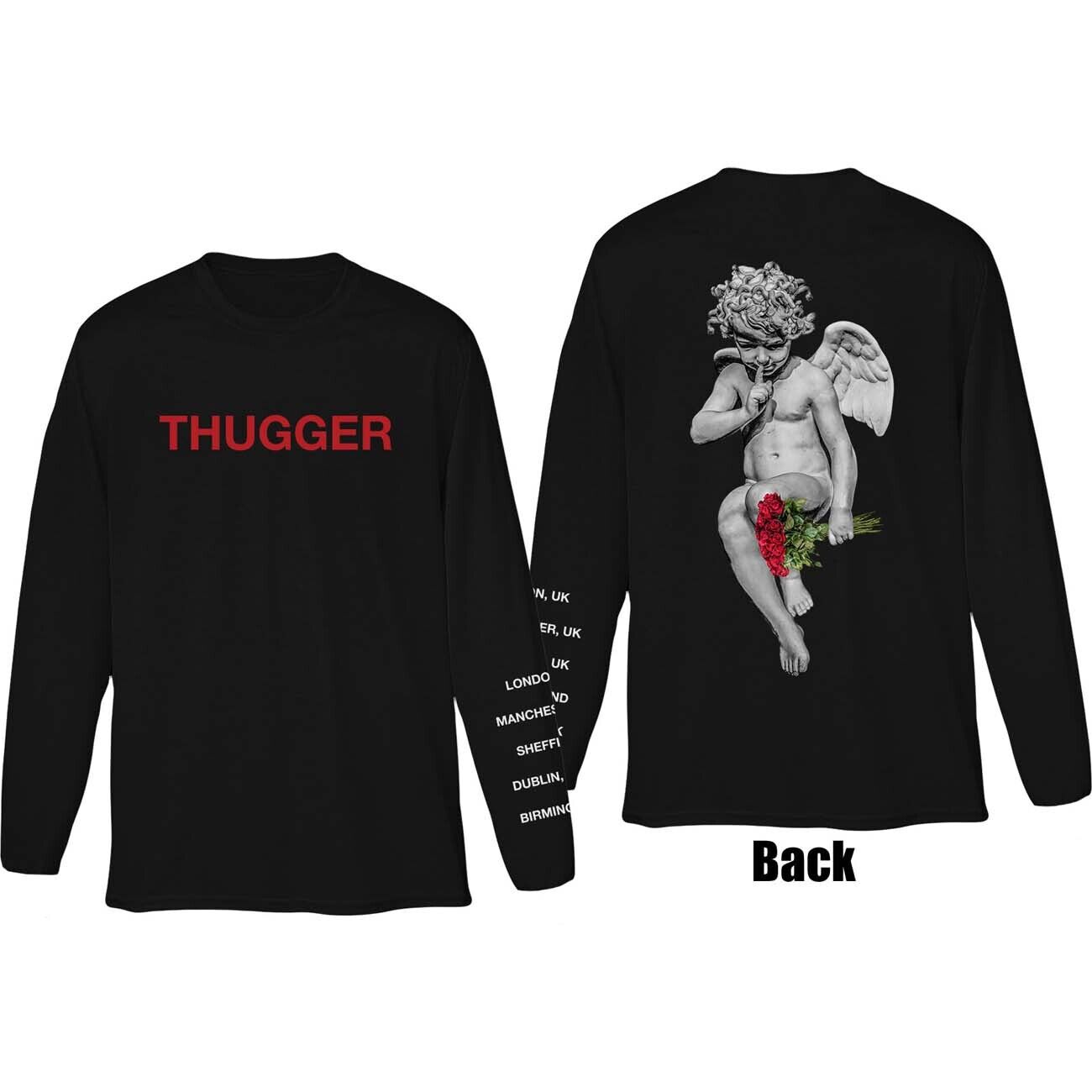 Young Thug Unisex Long Sleeve T Shirt: Thugger Angel Rose Tour (back & Sleeve Print) (limited Edition) (medium)