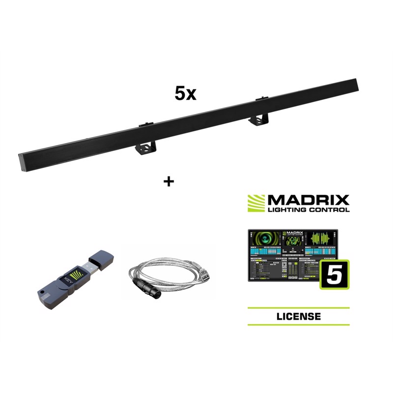 Sæt: 5x Led Pr 100 32 Pixel Dmx Rail Bk + Madrix Software fra Eurolite