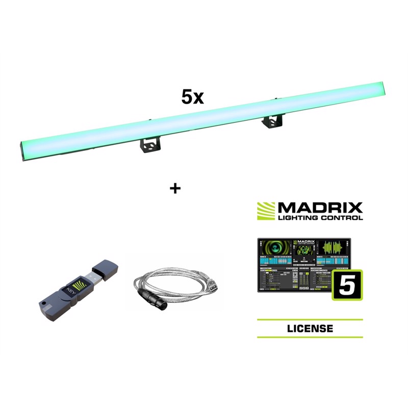 Sæt: 5x Led Pr 100 32 Pixel Dmx Rail + Madrix Software fra Eurolite