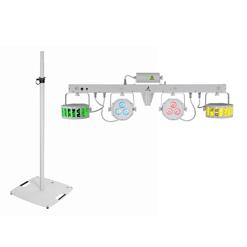 Sæt: Led Kls Laser Bar Fx Light Sæt: White + Bps 3 Loudspeaker Stand White fra Eurolite