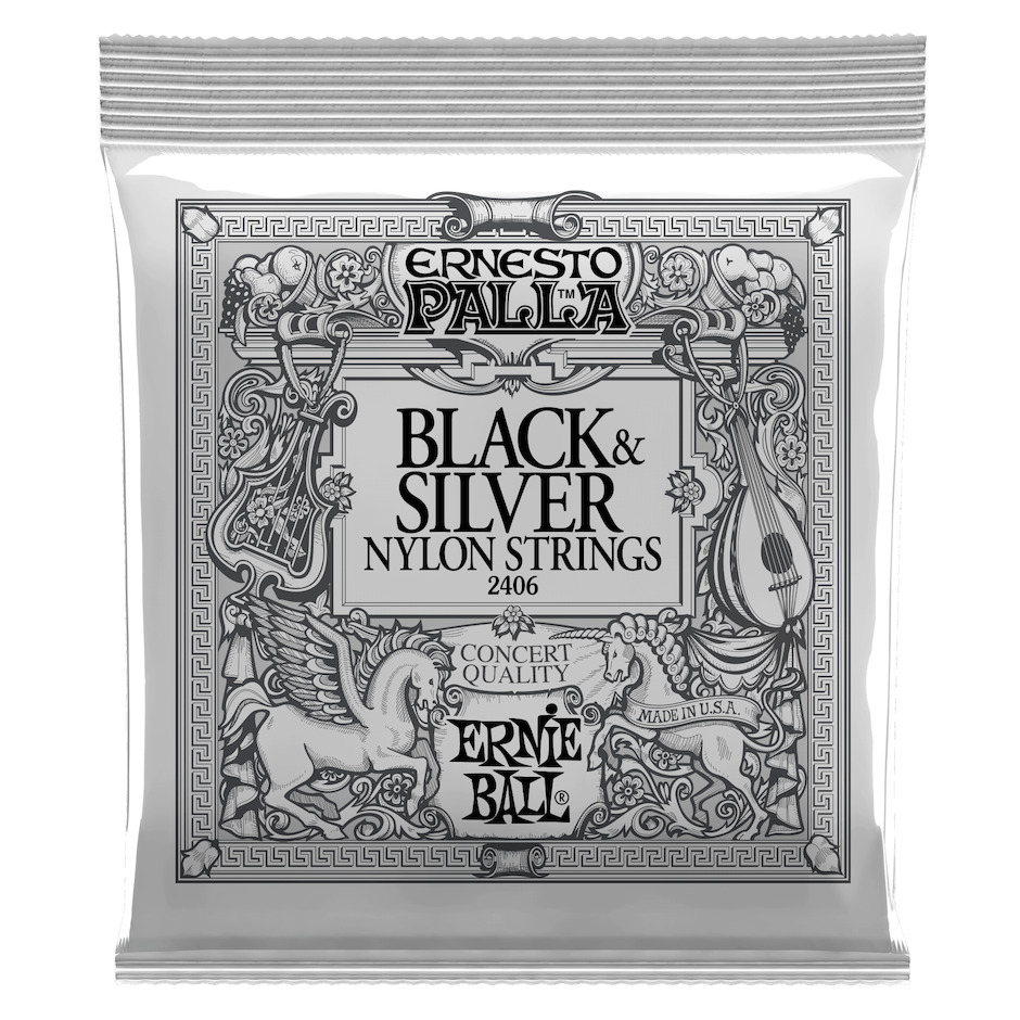 2406 Black & Silver Medium Tension   Strenge Til Spansk Guitar fra Ernie Ball