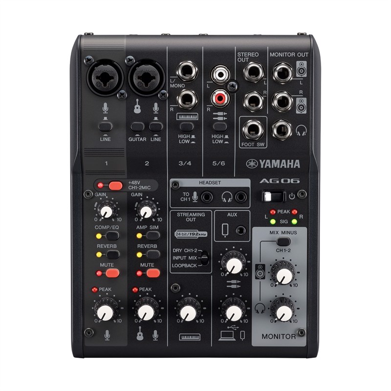 Ag06mk2b   6 Ch Live Streaming Mixer Med Usb & Sofware Bundled. Sort fra Yamaha