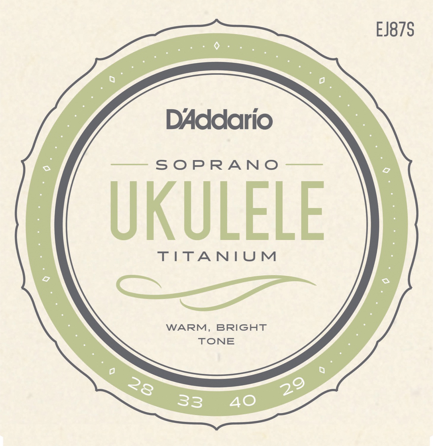 Ej87s Sopran Ukulelestrenge Titanium fra D'addario