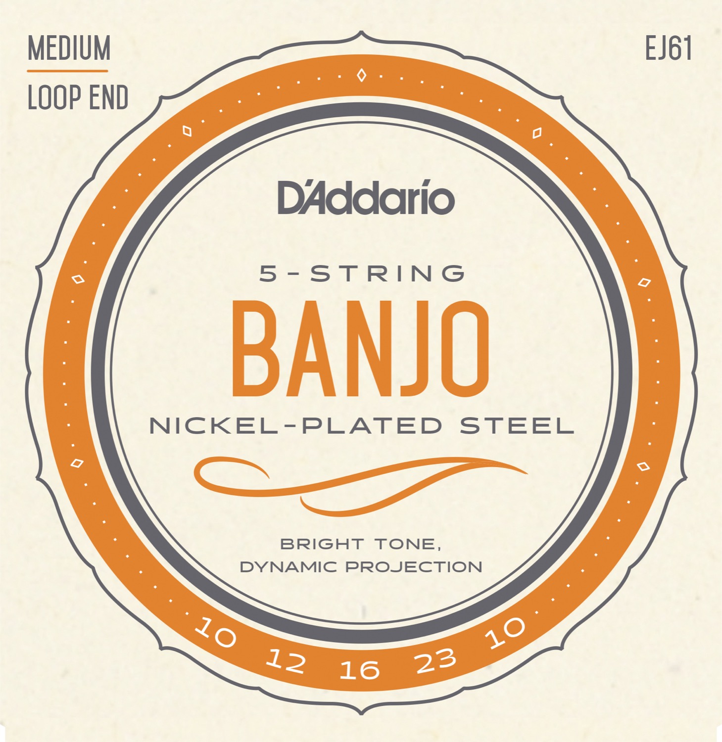 Ej61 Nickel Medium .010 .023   Banjostrenge (5 Strengs) fra D'addario