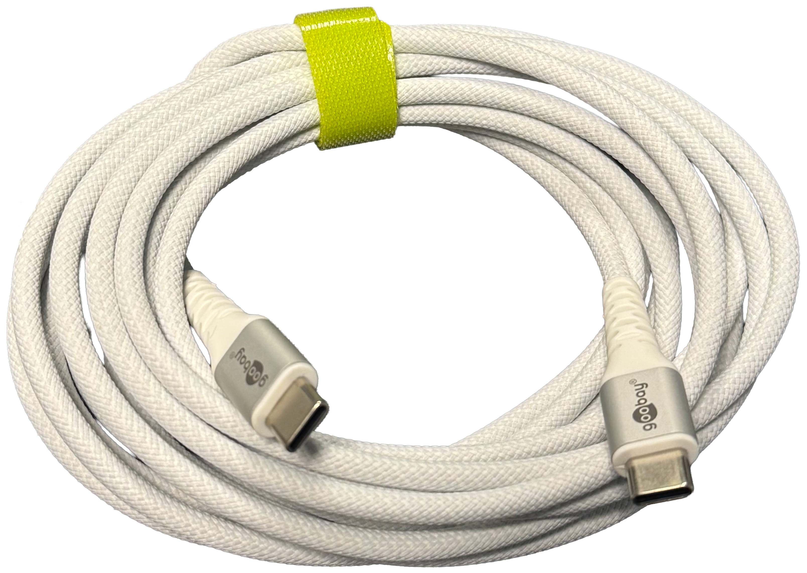 Usb C 2.0 Supersoft Tekstilkabel, 3a    Hvid 3 Meter fra Goobay