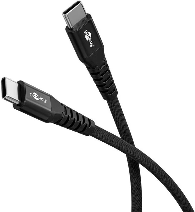 Usb C 2.0 Supersoft Tekstilkabel 3a   Sort 0,5 Meter fra Goobay