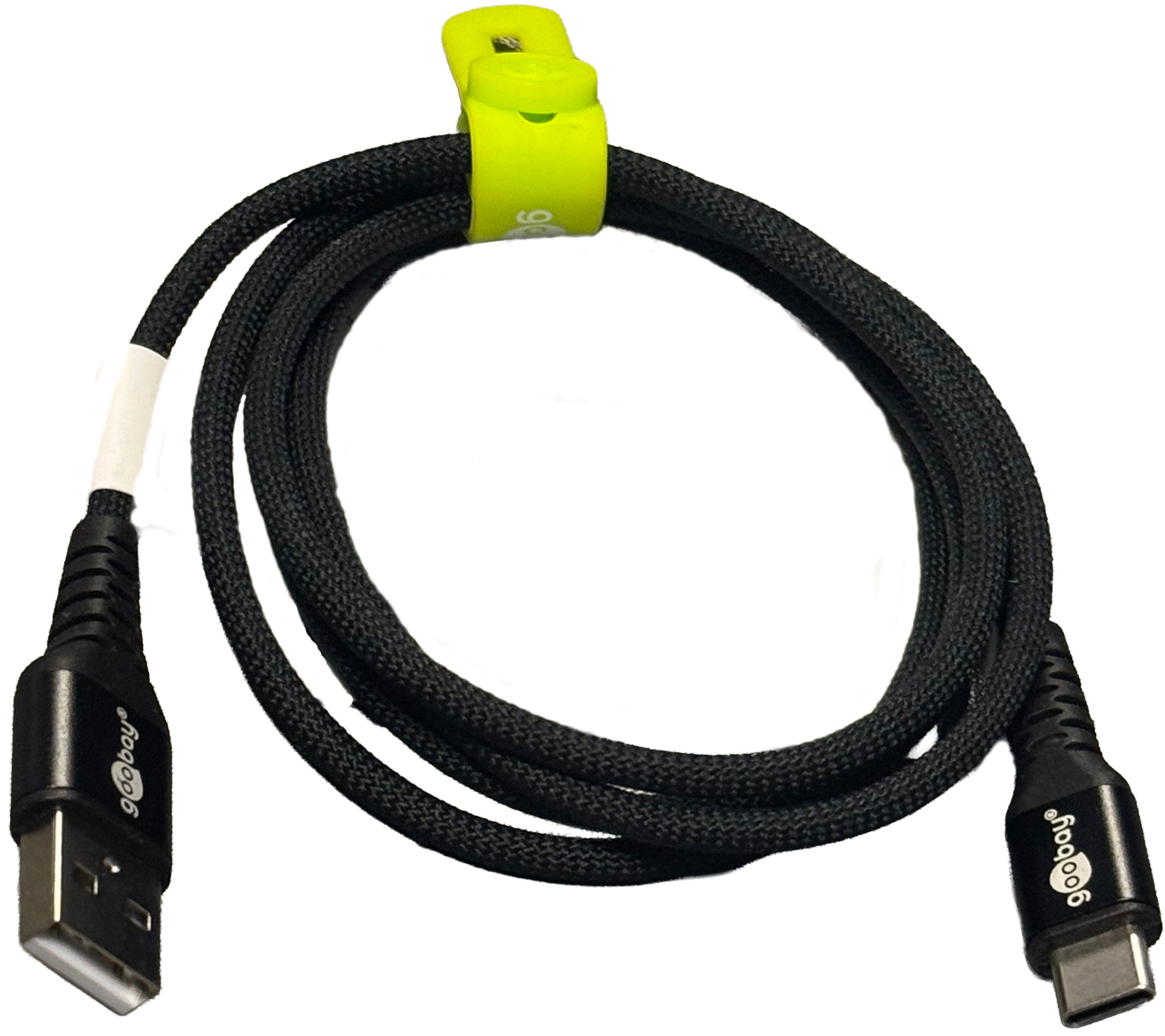 Usb C   Usb A 2.0 Supersoft Tekstilkabel, 3a    Sort 1 Meter fra Goobay