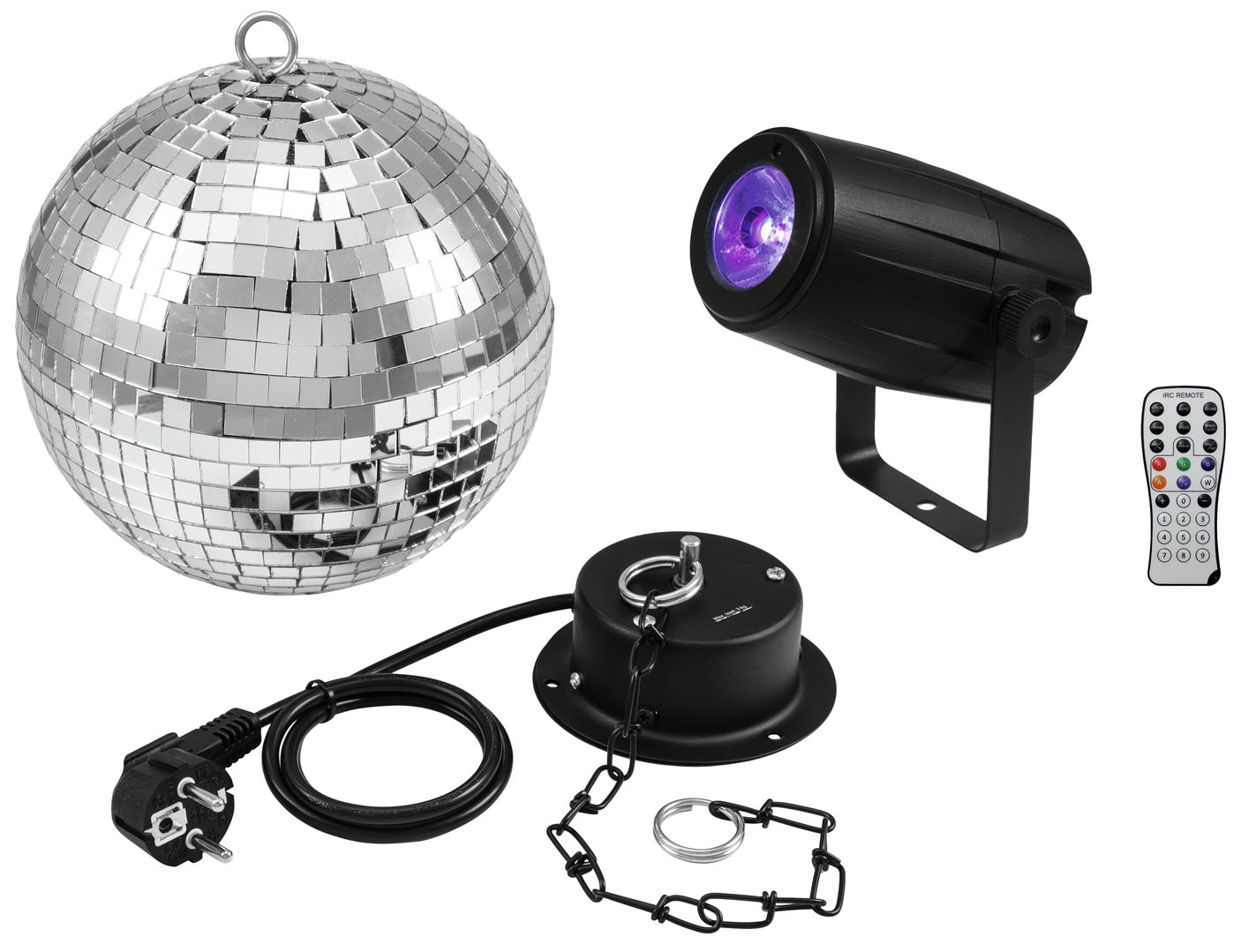 Spejlkuglesæt 20cm Inkl. Motor + 5w Led Rgbw Spot fra Eurolite