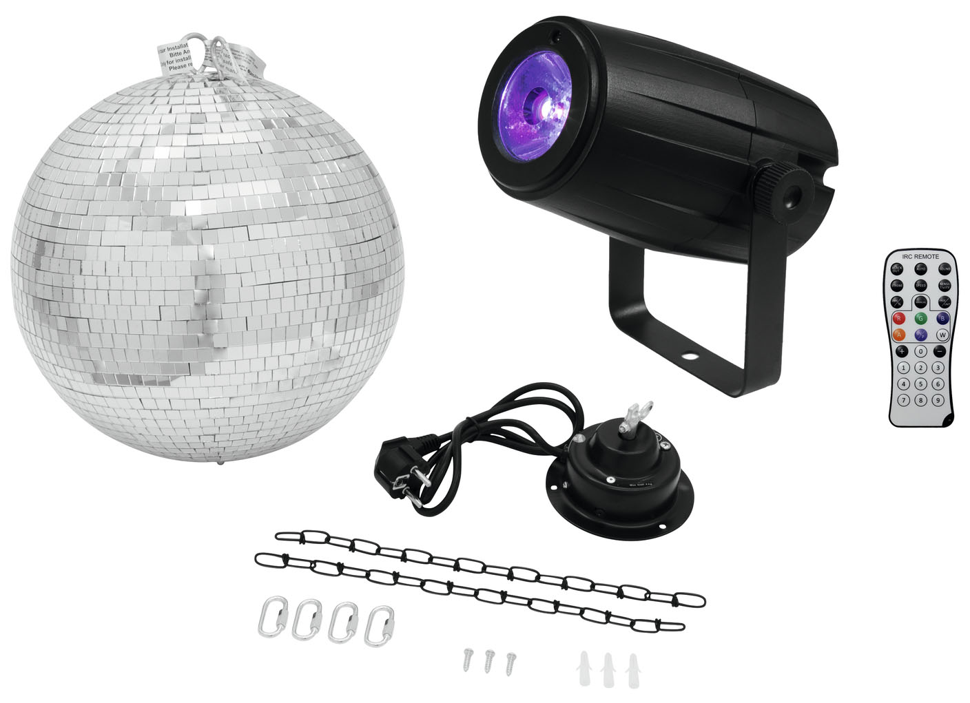 Spejlkuglesæt 30cm Inkl. Motor + 5w Led Rgbw Spot fra Eurolite