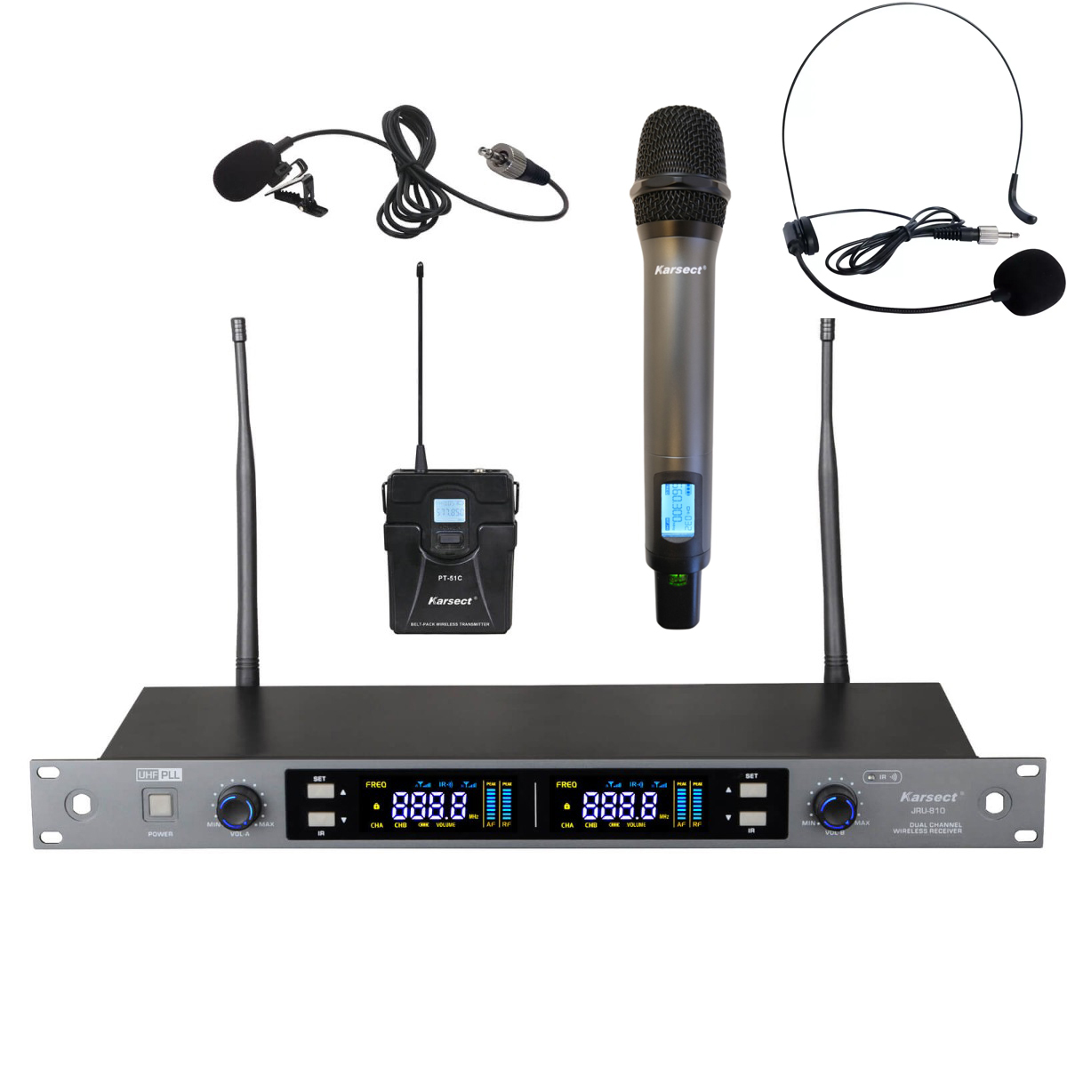 Jru810 Ht71c Pt51 Drahtloses Dual Mikrofon Set fra Karsect