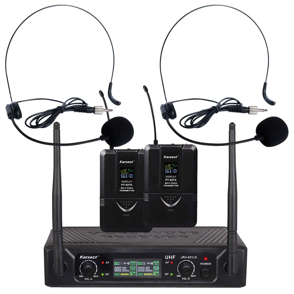 Jru 521ld Pt 527c Ht 11a Kabelloses 2 X Headset Mikrofon Set fra Karsect