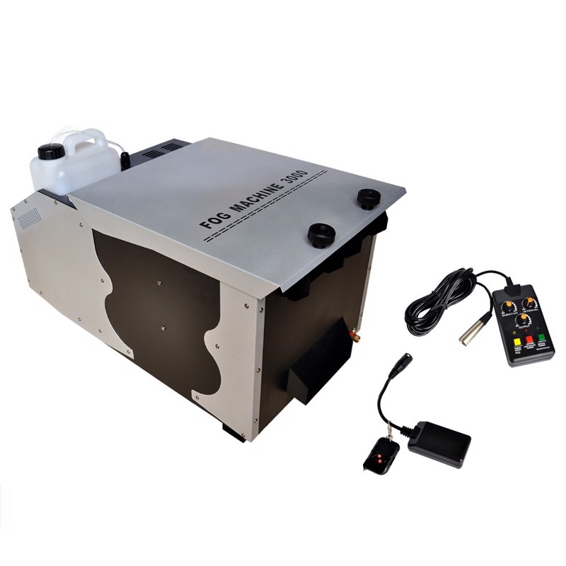 Stor Low Fog Røgmaskine. 3000 Watt. Trådløs Remote & Dmx