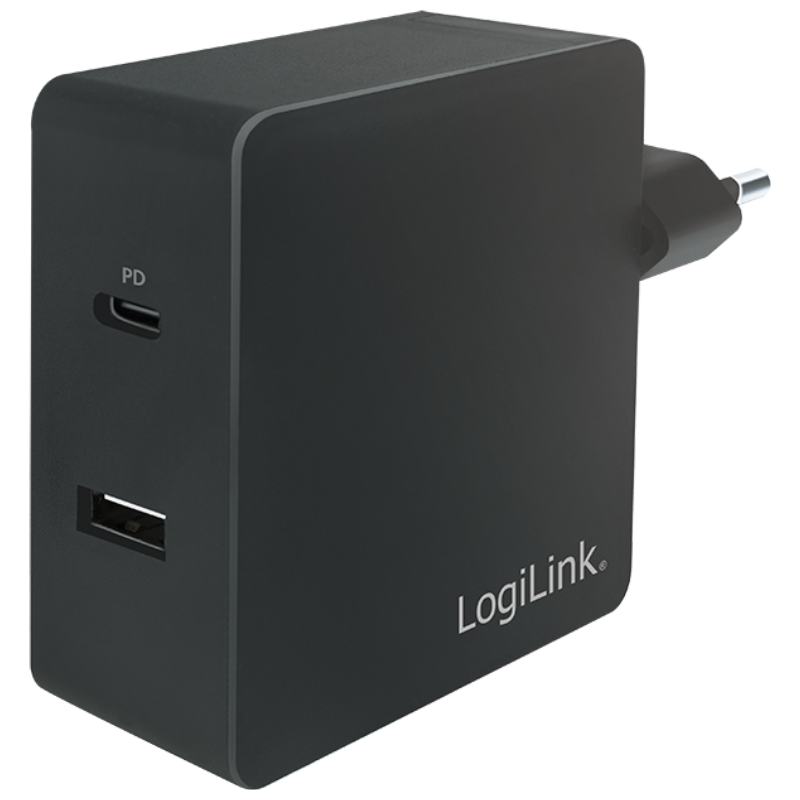 Oplader   Usb C Usb A   65w   Sort fra Logilink
