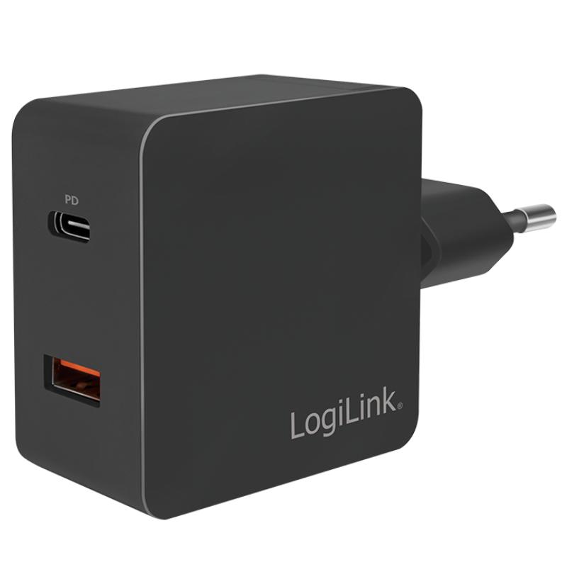 Oplader   Usb C Usb A   3a 18w   Sort fra Logilink