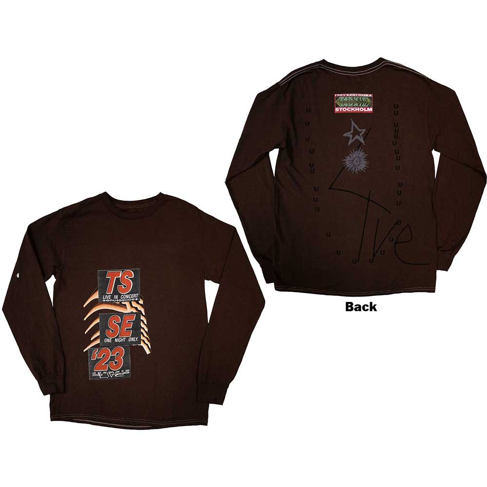 Travis Scott Unisex Long Sleeve T Shirt: Summer Run 2023 Stockholm (limited Edition & Ex Tour) (xx Large)