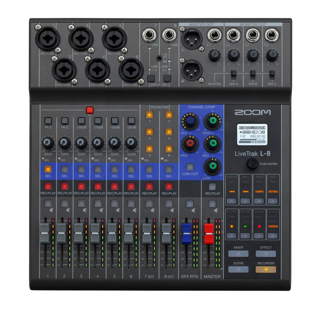 Livetrak L 8 Harddisk Recorder   Audio Interface fra Zoom