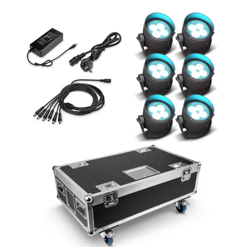6 X Cldropb4 In Charging Flightcase With Power Supply     fra Cameo