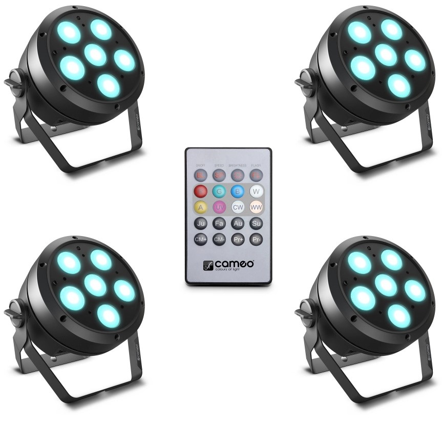 Root Par 6 Set 1   4x Root Par 6 Spotlys Inkl. Fjernbetjening fra Cameo