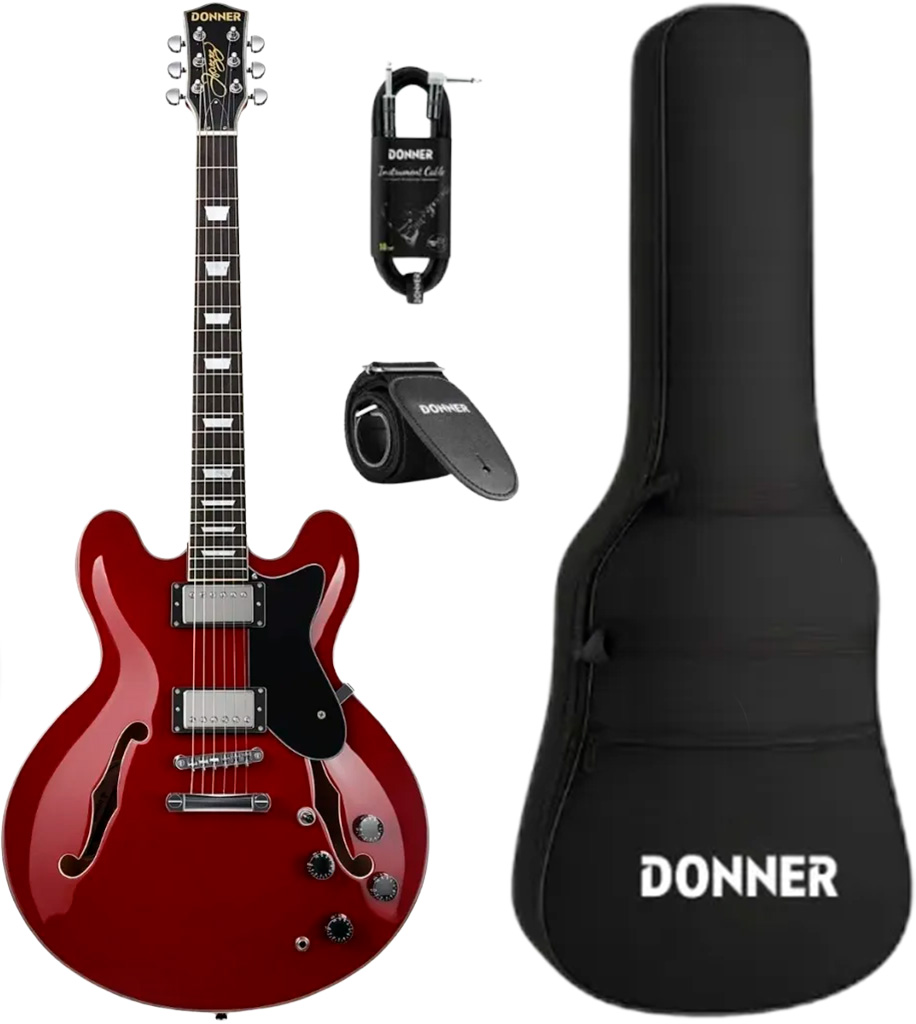 Djp 1000s Elguitar Med Gigbag   Rød fra Donner