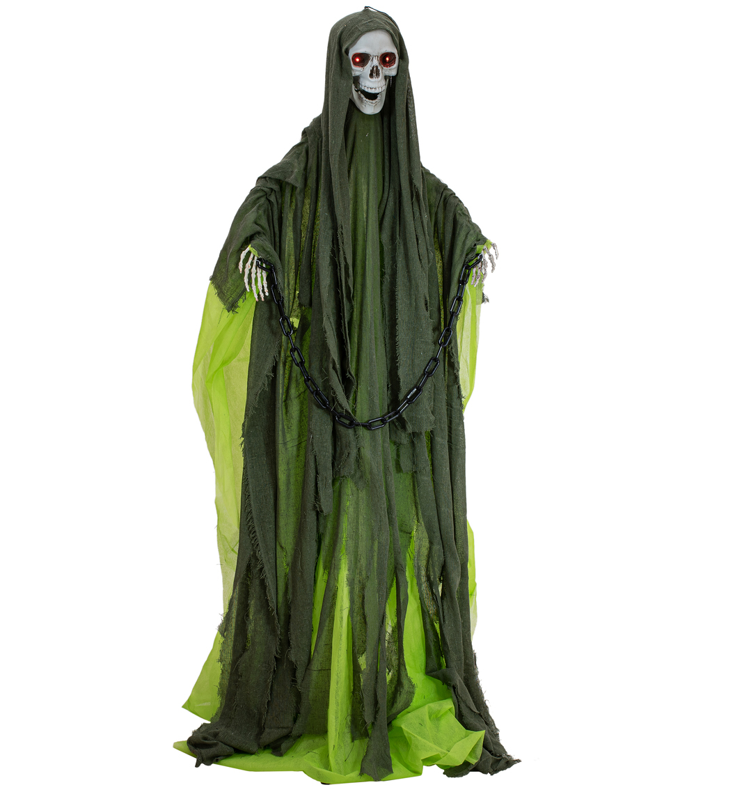 Halloween Full Size Grøn Skelet Figur Med Effekter   175 Cm fra Europalms