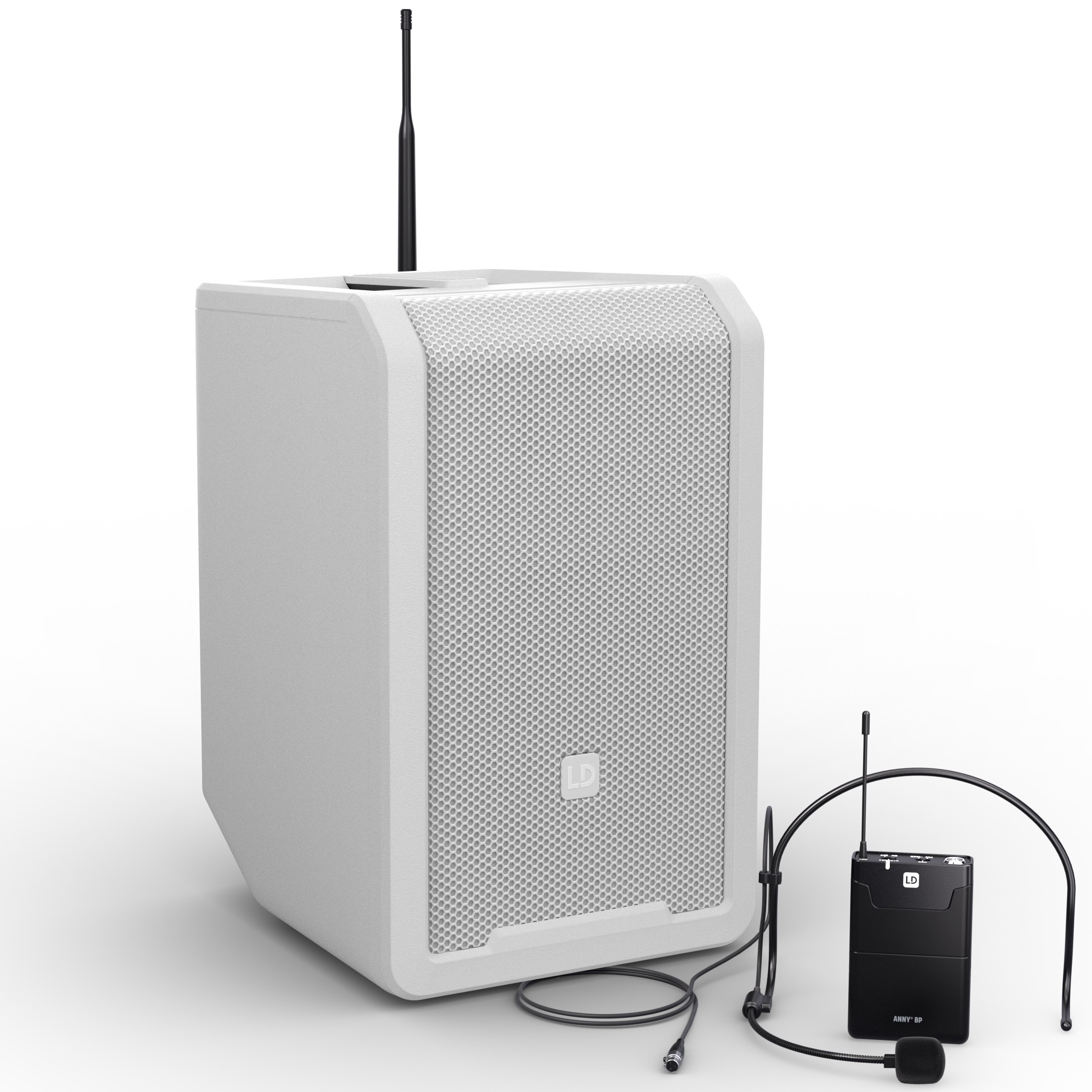 Anny 8 Bph   Batteri Højttaler Med Trådløs Headset   Hvid B5 (584   608 Mhz) fra Ld Systems