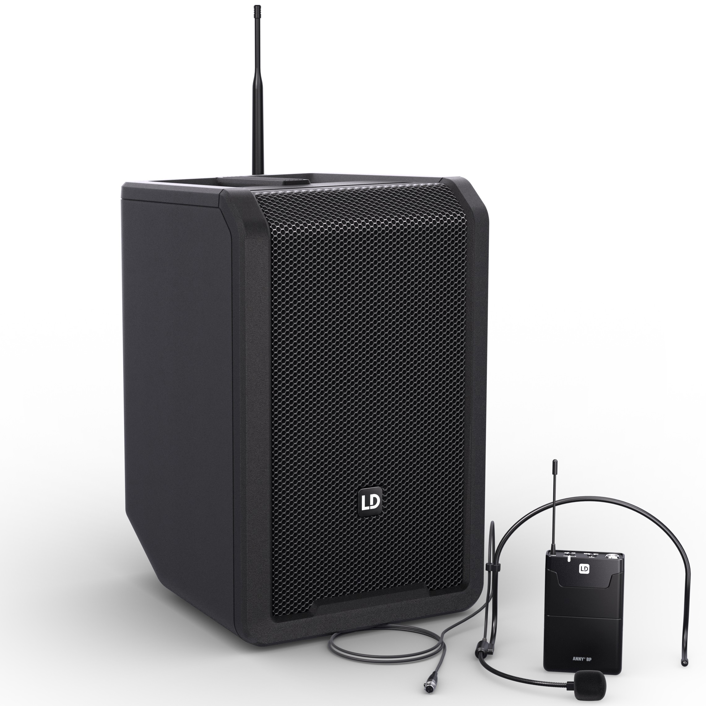 Anny 8 Bph   Batteri Højttaler Med Trådløs Headset   Sort B5 (584   608 Mhz) fra Ld Systems