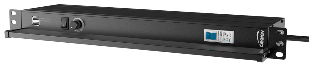 Psr429g B Rack Strømskinne Med Sikring, Lys Og Usb Port   19" 1unit fra Caymon