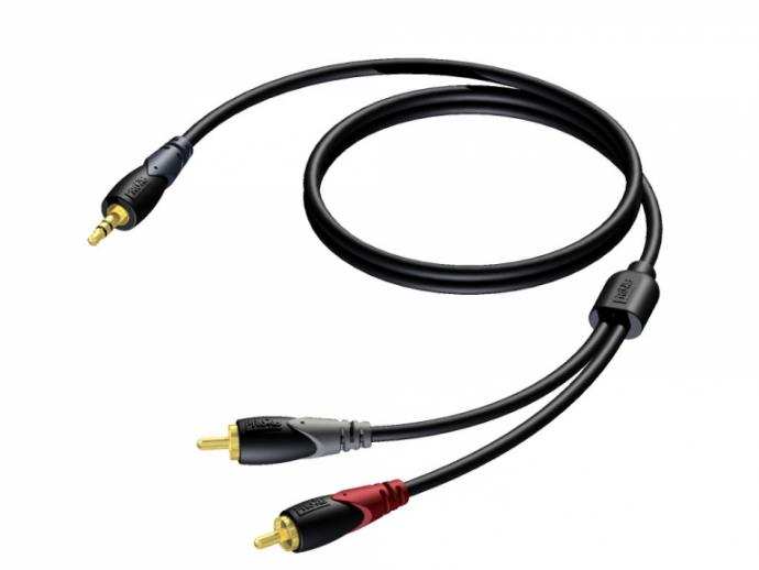 Cla711   Minijack 3,5mm Stereo Han Til 2xphono Rca Han Kabel 1,5 Meter fra Procab