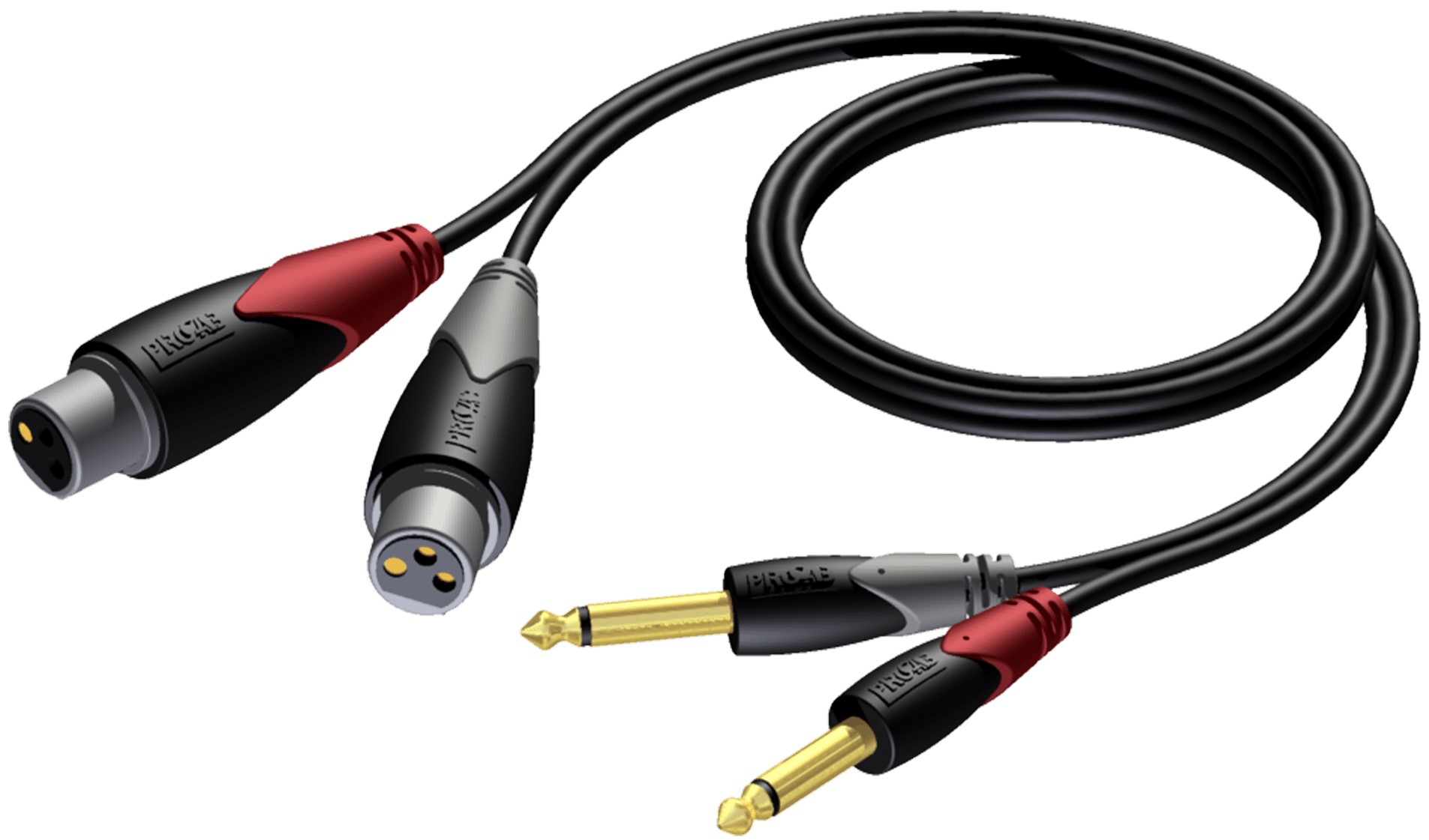 Cla707   2x Jack 6,3 Mono Til 2x R 3pol Hun 1,5 Meter fra Procab
