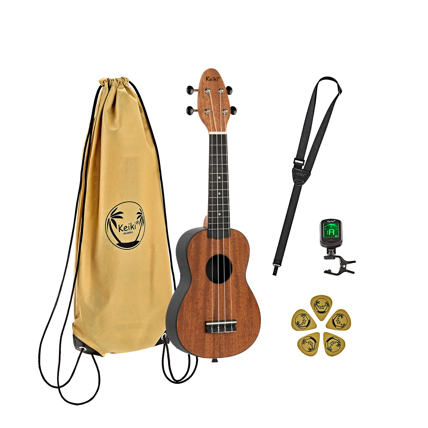 Keiki K2 "mahogany" Sopran Ukulele Pack fra Ortega