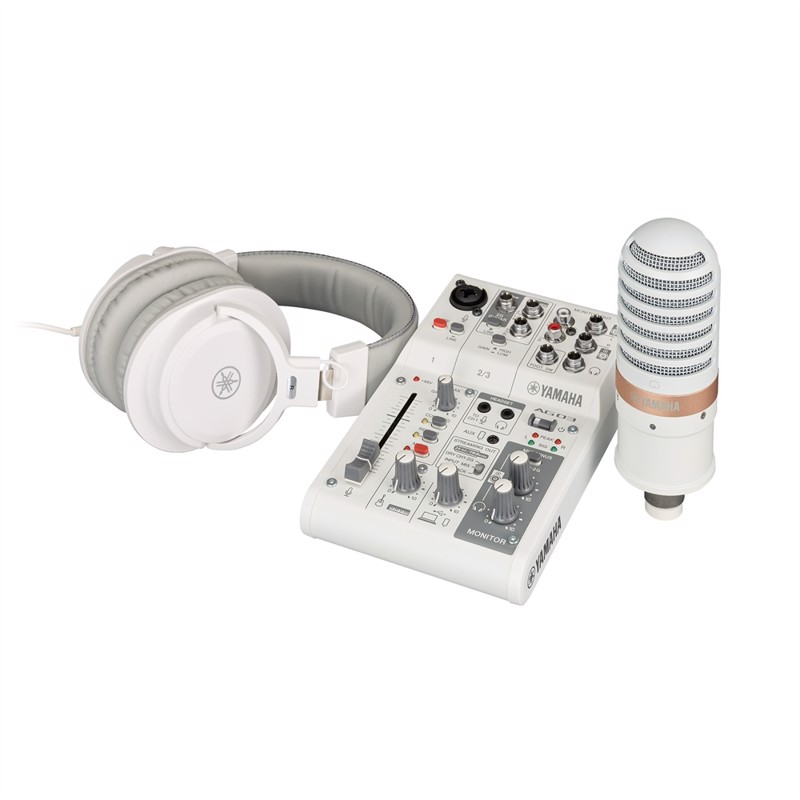 Ag03mk2 Lspk   Live Streaming Pakke: Ag03kk2 Ycm01 Mikrofon Yh Mt1 Hovedtelefoner. Hvid fra Yamaha
