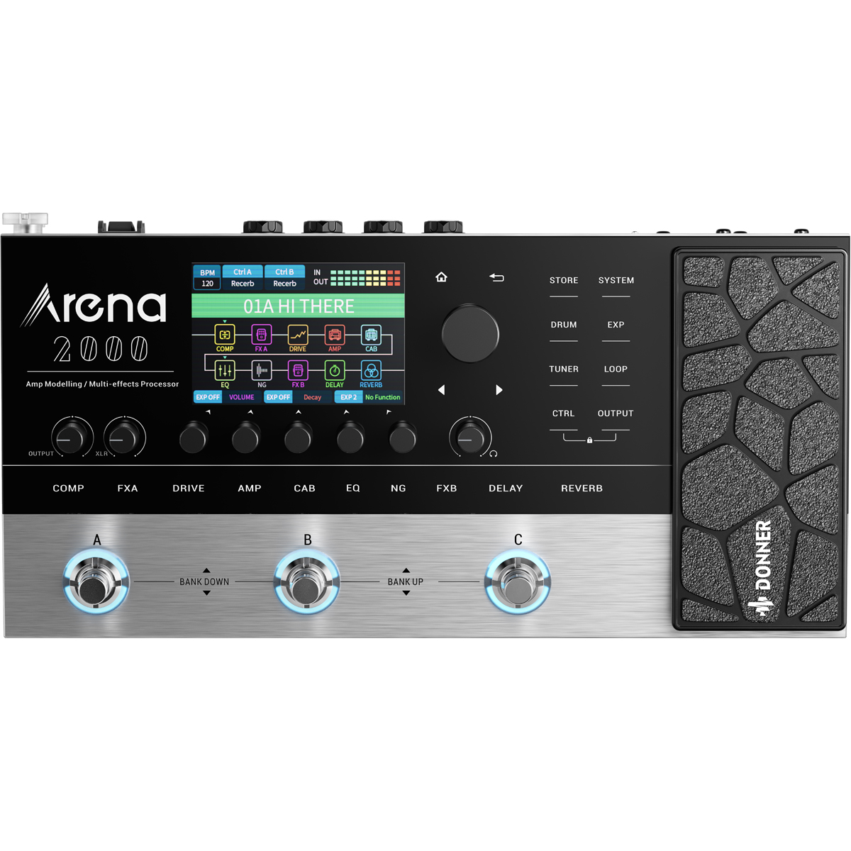 Arena 2000 Gitarre Multieffekt Pedalboard fra Donner