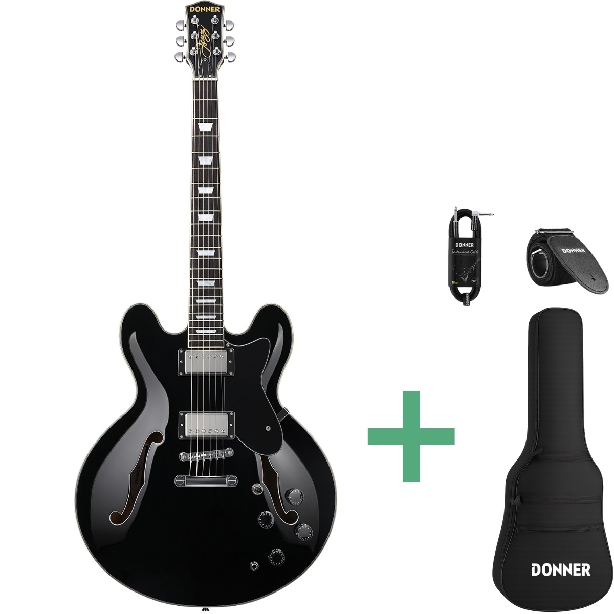 Djp 1000d E Gitarre Black fra Donner