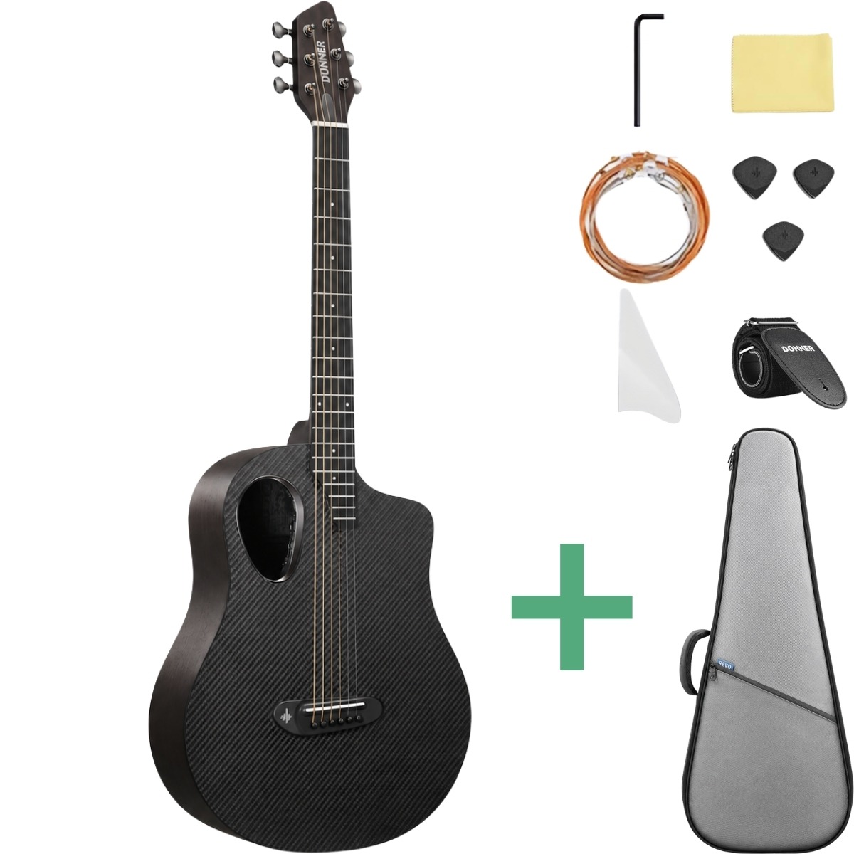 Rising G2 Western Guitar Sort fra Donner