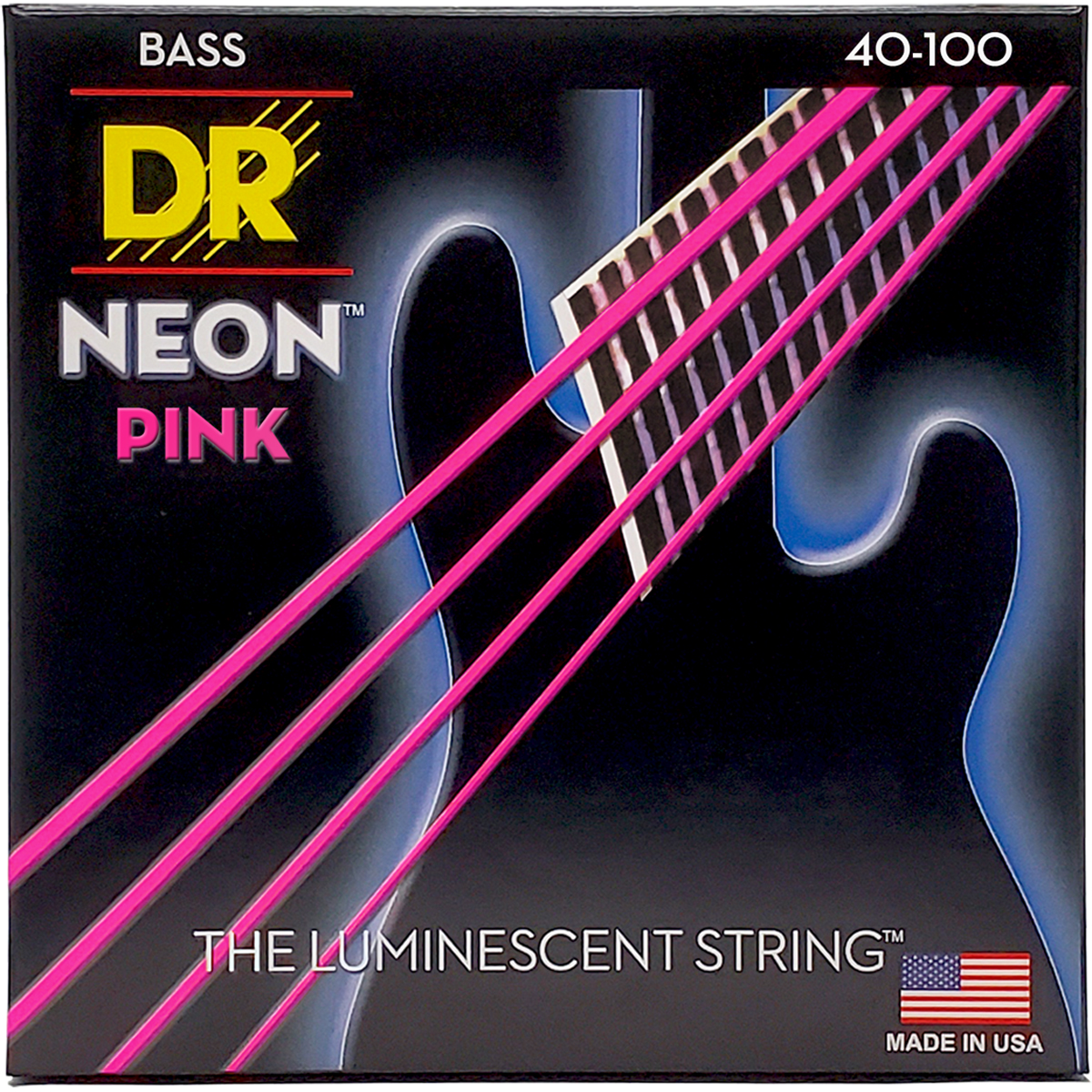 Npb 40 Hi Def Neon Pink Bas Strenge, 040 100 fra Dr Strings