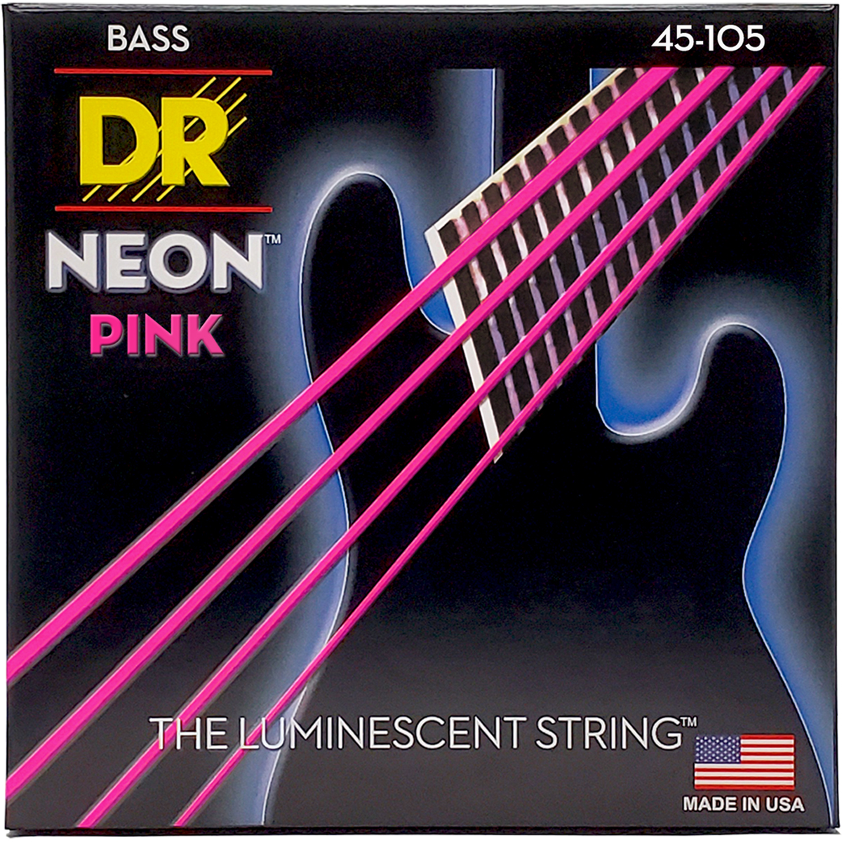 Npb 45 Hi Def Neon Pink Bas Strenge, 045 105 fra Dr Strings