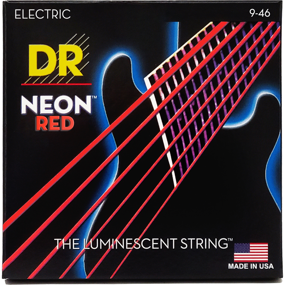Nre 9 46 Hi Def Neon Red El Guitar Strenge, 009 046 fra Dr Strings