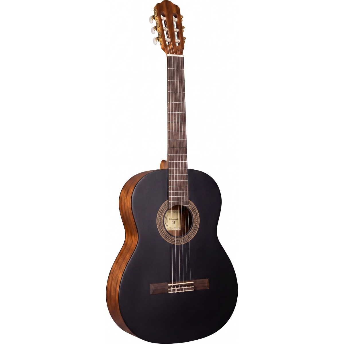 Classical 18 Sbk Spansk Guitar Sort fra Santana