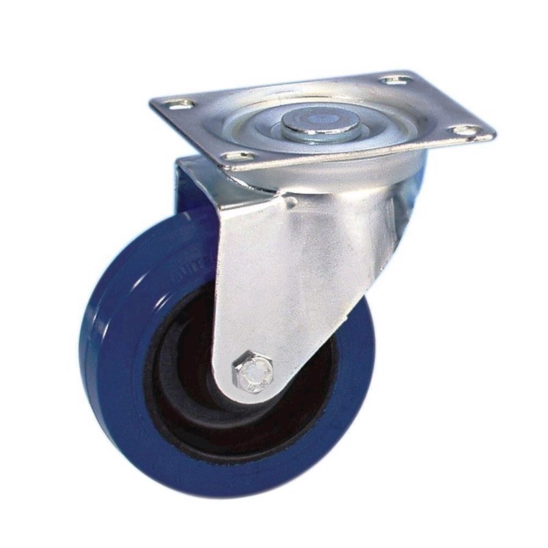 Swivel Castor 100 Mm With Blue Wheel   37023 fra Guitel