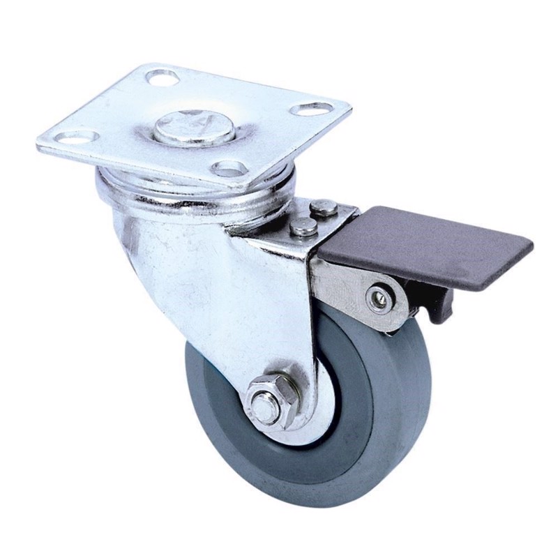 Swivel Castor 50 Mm With Grey Wheel And Brake   3703 fra Guitel