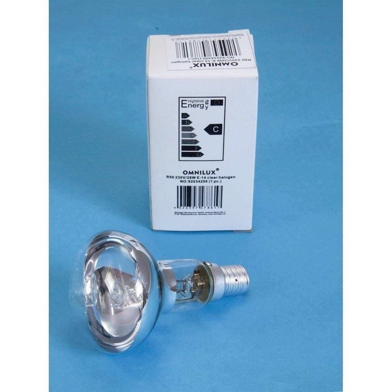 R50 230v 28w E 14 Klar Halogen fra Omnilux
